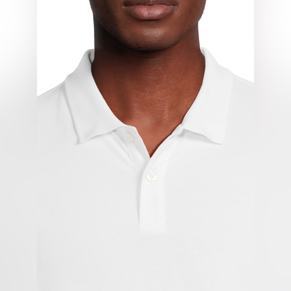 NWT George Men's Pique Polo Shirt with Short Sleeves, White 2XL Soft knit - Picture 2 of 5